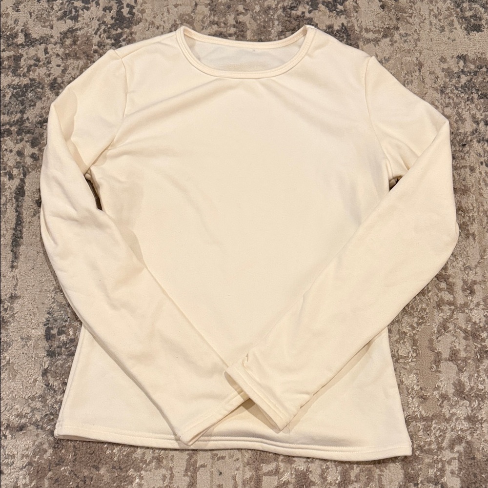 Cream Long Sleeve fleece Top